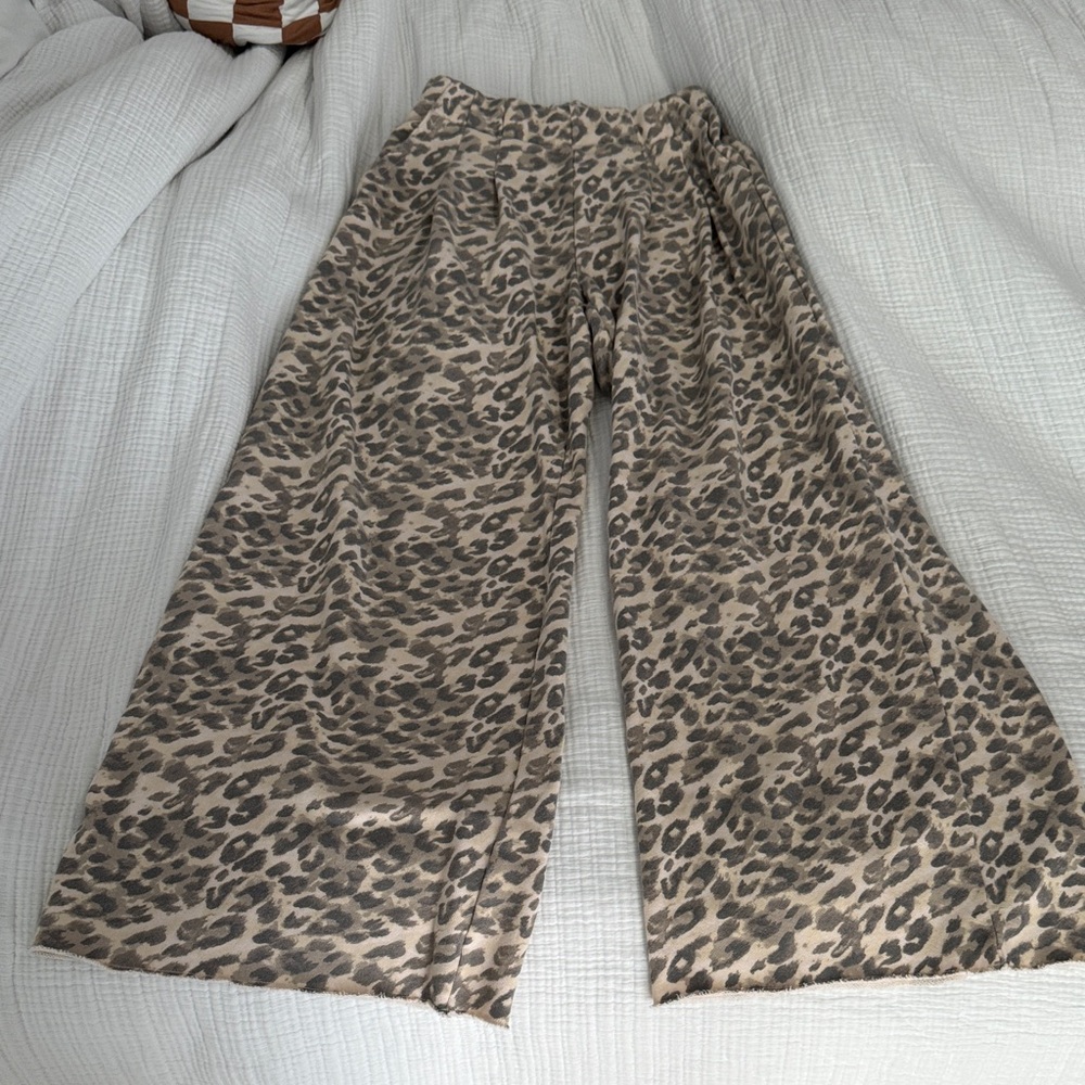 Aerie Leopard Print Wide-Leg Pants